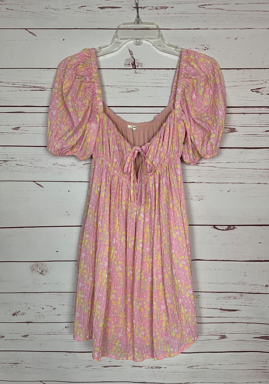 Tularosa Women's XS Extra Smal Pink Short Sleeve Puff Sleeve Short Mini Dress